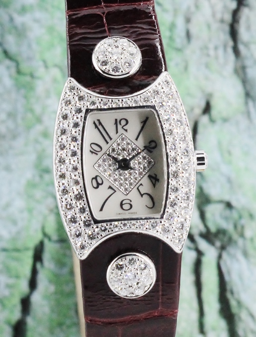 (image for) 100% ORIGINAL DELANEAU 18K WHITE GOLD DIAMOND FIRST LADY WATCH / LFLWG/1